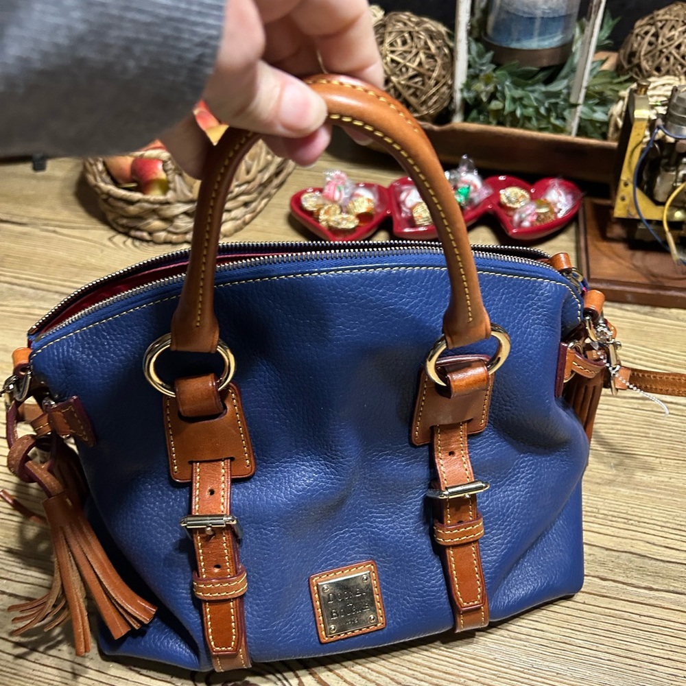 Dooney & Bourke Navy and Tan Satchel